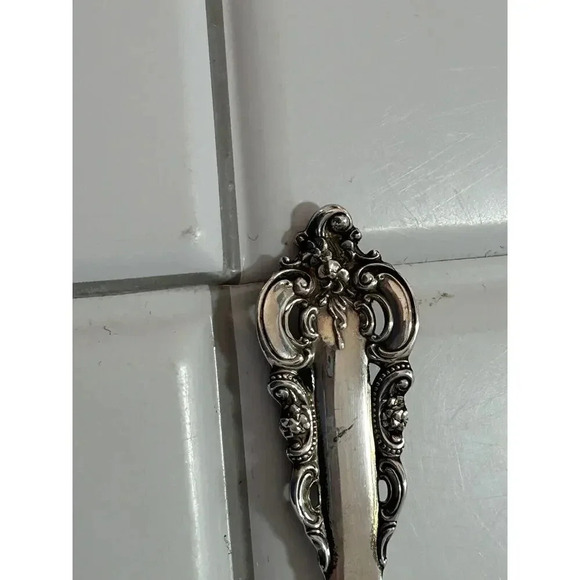 Wallace Sterling Silver Jelly Server Grande Baroque Intricate Vintage Jam Spoon - Picture 5 of 8